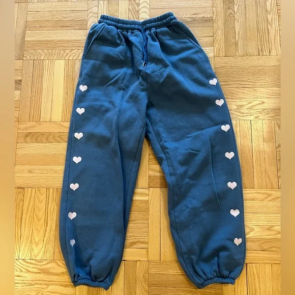 Blue Joggers with Hearts on Side - Picture 1 of 4